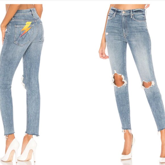 MOTHER Denim - MOTHER Light Wash Distressed Stunner Ankle Step Fray Jeans Size 29